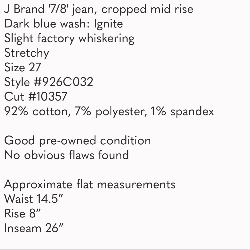 J BRAND Skinny Ankle Jeans Ignite Mid Rise Size 27 - Picture 9 of 9